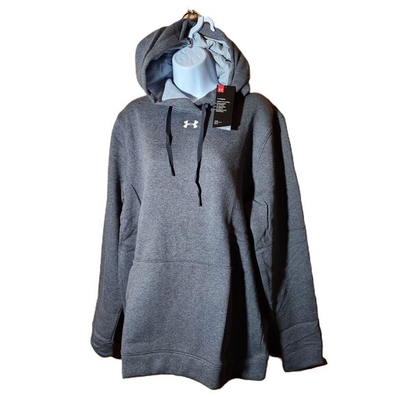 Under Armour Hustle Hoodie – Women’s XL Pullover | Dark Gray Fleece | NWT - Picture 1 of 11